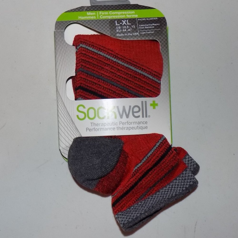 New Sockwell Pacer Quarter firm compression merino wool/rayon/nylon  made in USA